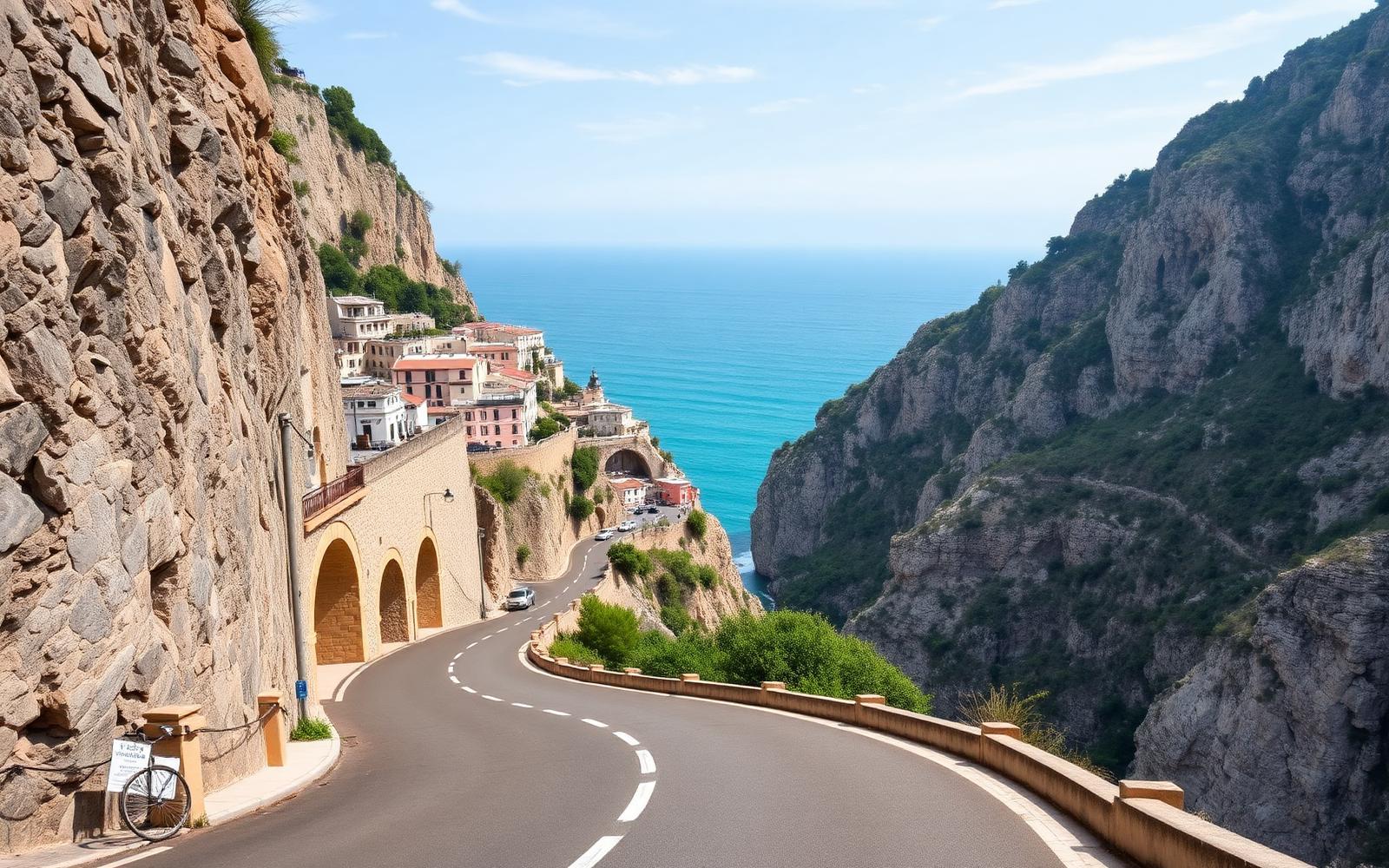 The Amalfi Coast Road, a driving route through Amalfi, Italy